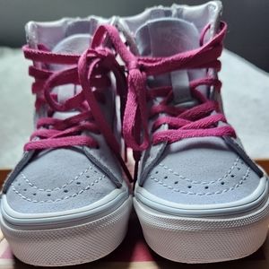 Vans SK-8 sequin patch,Girls size 11, Powder blue and white